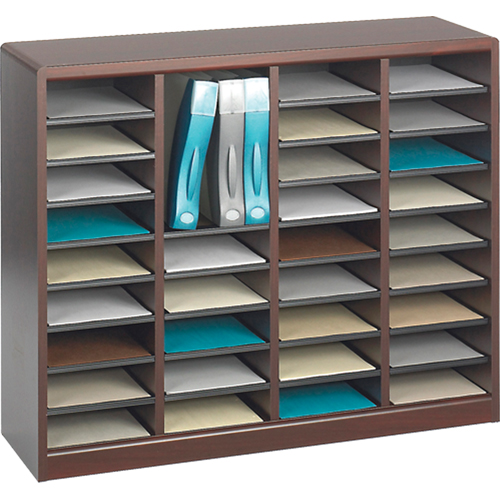 E-Z Stor&reg; Literature Organizer, Stationary, 36 Slots, Wood, 40" W x 3/4" D x 32-1/2" H M & M Nord Ouest Inc