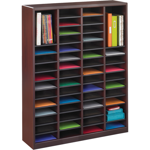 E-Z Stor&reg; Literature Organizer, Stationary, 60 Slots, Wood, 40" W x 3/4" D x 52-1/4" H M & M Nord Ouest Inc