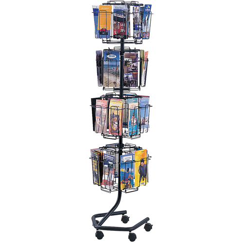 Literature Display Racks - Rotary Floor Displays, Rotating, 32 Slots, Wire Mesh, 15" W x 15" D x 60" H M & M Nord Ouest Inc