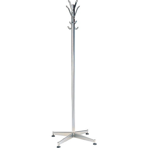 Coat Tree, 60" H, Steel, Chrome, 8 Hook(s) M & M Nord Ouest Inc