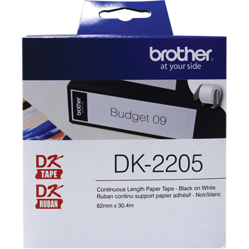 DK Series Continuous Length Label Tape, Paper, Black on White, 2-1/2" Width M & M Nord Ouest Inc