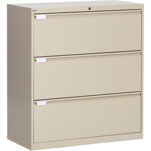 Classeur lat&eacute;ral, Acier, 3 tiroirs, 36" la x 18" p x 40-1/16" h, Beige M & M Nord Ouest Inc