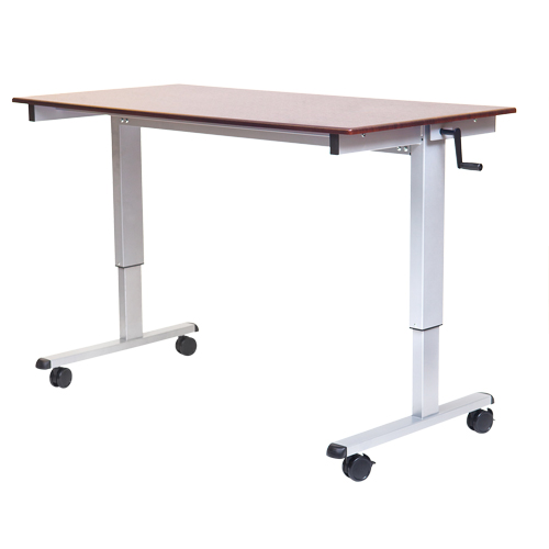 Adjustable Stand-Up Workstations, Stand-Alone Desk, 48-1/2" H x 48" W x 32-1/2" D, Walnut M & M Nord Ouest Inc