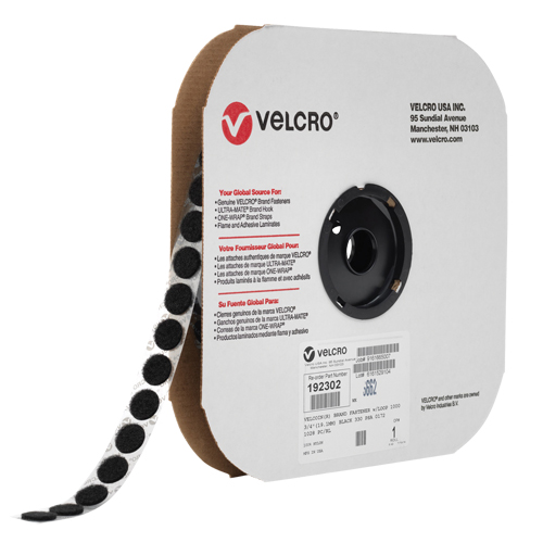 Attache Velcoin, Crochet, 3/4" dia., Adh&eacute;sif, Noir M & M Nord Ouest Inc