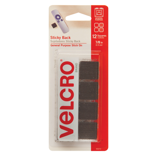 Attaches en carr&eacute;e, Boucle et crochet, 7/8" dia., Adh&eacute;sif, Noir M & M Nord Ouest Inc