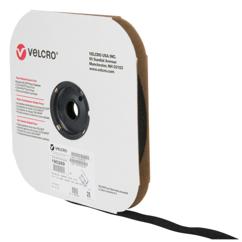 Ruban d'attaches, Boucle, 25 vg x 3/4", Cousu, Noir M & M Nord Ouest Inc
