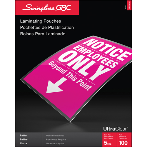 Pochettes lamin&eacute;es pour lettres Swingline UltraClear M & M Nord Ouest Inc