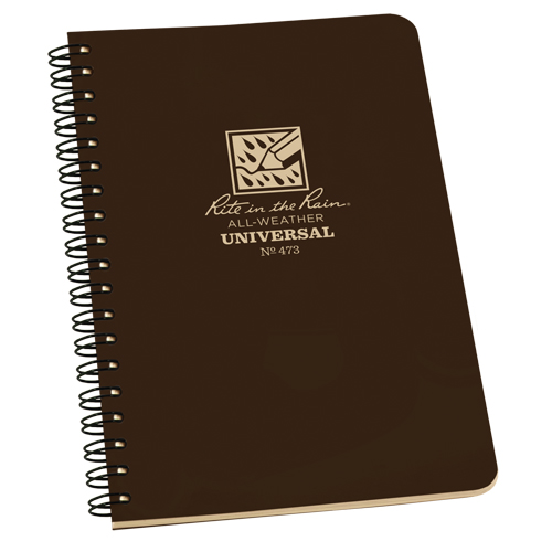 Carnet de notes de poche &agrave; spirale lat&eacute;rale, Couverture souple, Brun, 64 Pages, 4-5/8" , 7"  M & M Nord Ouest Inc