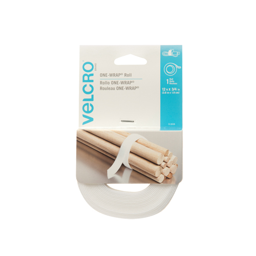 One-Wrap&reg; Fastener Tape, Hook & Loop, 12' x 3/4", Self-Grip, White M & M Nord Ouest Inc