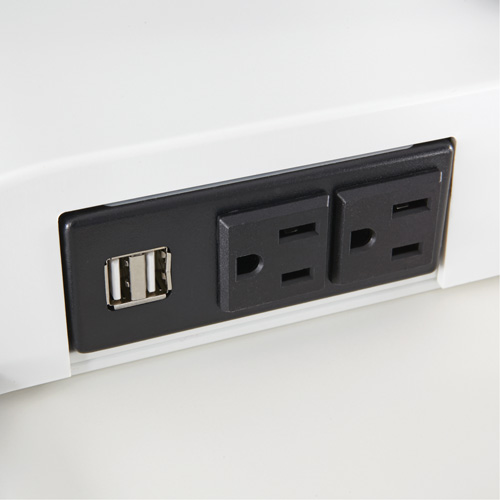 Soar Sit/Stand Electric Desk with Dual Monitor Arm, Desktop Unit, 37-1/4" H x 27-3/4" W x 22" D, White M & M Nord Ouest Inc