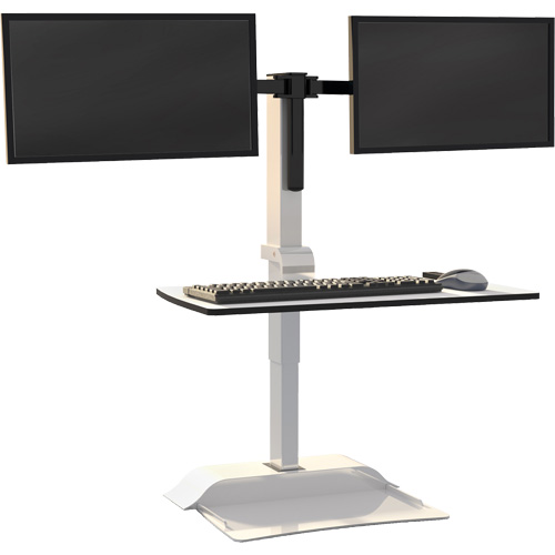 Soar Sit/Stand Electric Desk with Dual Monitor Arm, Desktop Unit, 37-1/4" H x 27-3/4" W x 22" D, White M & M Nord Ouest Inc