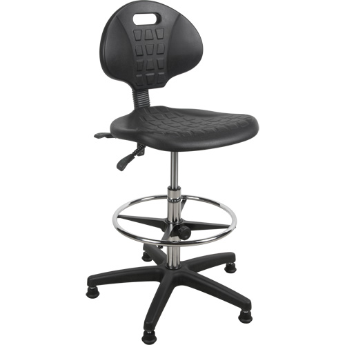 Heavy-Duty Ergonomic Stool, Stationary, Adjustable, 39” - 48”, Polyurethane Seat, Black M & M Nord Ouest Inc