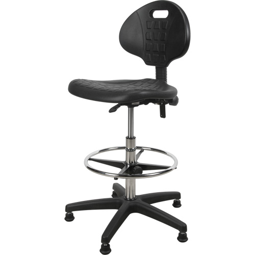 Heavy-Duty Ergonomic Stool, Stationary, Adjustable, 39” - 48”, Polyurethane Seat, Black M & M Nord Ouest Inc