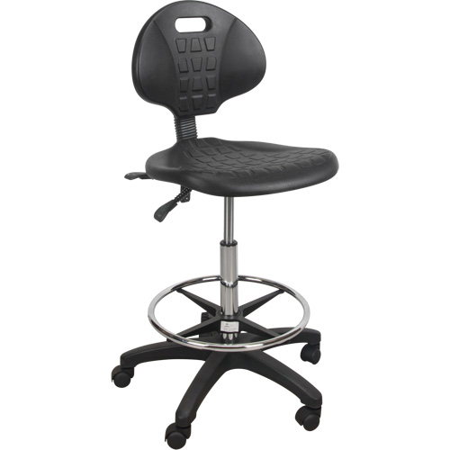 Heavy-Duty Ergonomic Stool, Mobile, Adjustable, 39" - 48", Polyurethane Seat, Black M & M Nord Ouest Inc