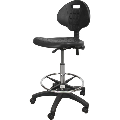 Heavy-Duty Ergonomic Stool, Mobile, Adjustable, 39" - 48", Polyurethane Seat, Black M & M Nord Ouest Inc
