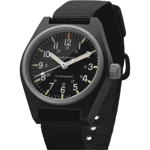General Purpose Quartz with MaraGlo Watch, Analog, Battery Operated, 0.6" W x 1.3" D x 0.4" H, Black M & M Nord Ouest Inc