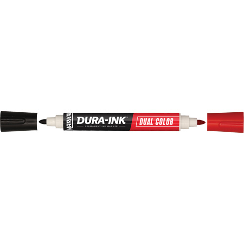 Marqueur &agrave; encre permanente et double couleur Markal Dura-Ink, Ronde, Noir/Rouge M & M Nord Ouest Inc