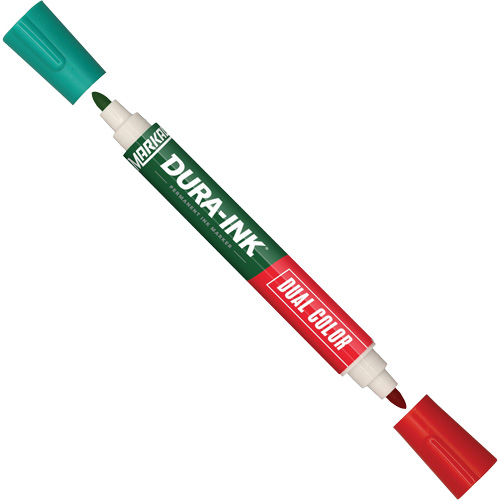 Markal&reg; Dura-Ink&reg; Dual Colour Permanent Ink Marker, Green/Red, Bullet Tip M & M Nord Ouest Inc