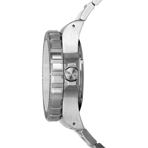 Tr&egrave;s grande montre automatique avec jour/date avec bracelet en acier inoxydable, Num&eacute;rique, &agrave; piles, 46 mm, Argent M & M Nord Ouest Inc