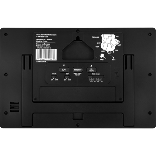 Horloge murale &agrave; r&eacute;glage et ajustement automatiques avec support, Num&eacute;rique, &agrave; piles, Noir M & M Nord Ouest Inc