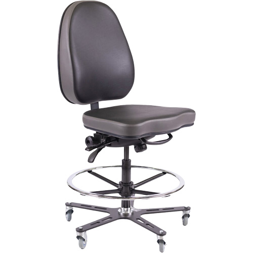 Chaise industrielle ergonomique TF180, Mobile, Ajustable, Vinyle Si&egrave;ge, Noir M & M Nord Ouest Inc