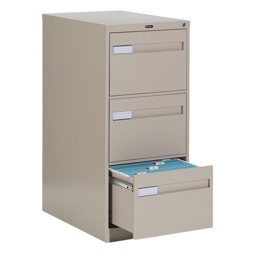 Vertical Filing Cabinet with Recessed Drawer Handles, 3 Drawers, 18.15" W x 26.56" D x 40" H, Beige M & M Nord Ouest Inc