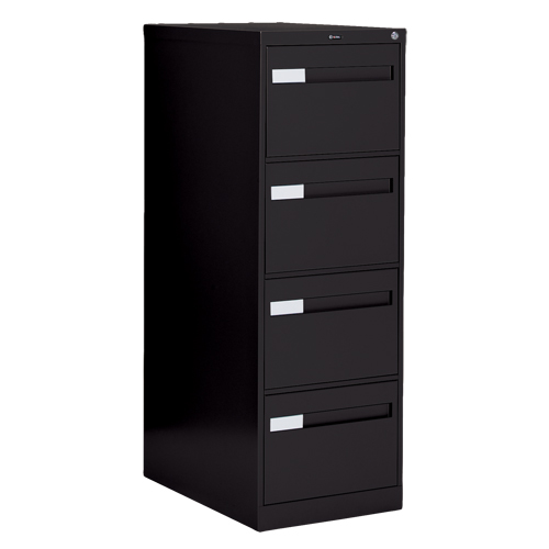 Vertical Filing Cabinet with Recessed Drawer Handles, 4 Drawers, 18.15" W x 26.56" D x 52" H, Black M & M Nord Ouest Inc