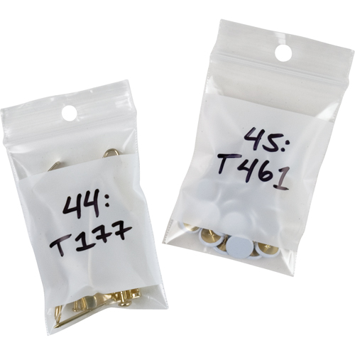 White Block Poly Bags, Reclosable, 3" x 2", 2 mils M & M Nord Ouest Inc