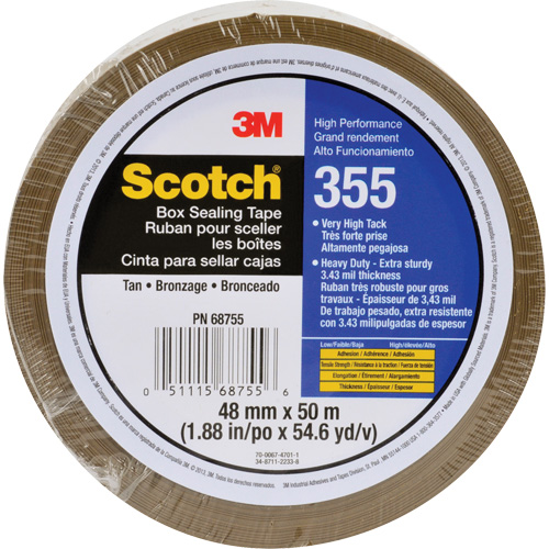 Ruban d'emballage Scotch 355, Adh&eacute;sif Thermofusible, 3,4 mils, 48 mm (1-22/25") x 50 m (164') M & M Nord Ouest Inc