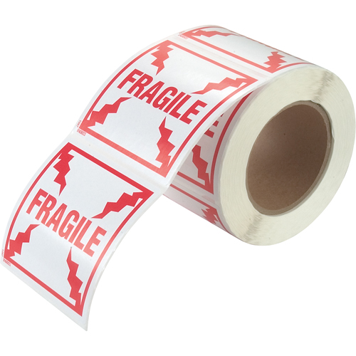 &eacute;tiquettes pour traitement sp&eacute;cial Fragile, 4" lo x 4" la, Rouge/blanc M & M Nord Ouest Inc