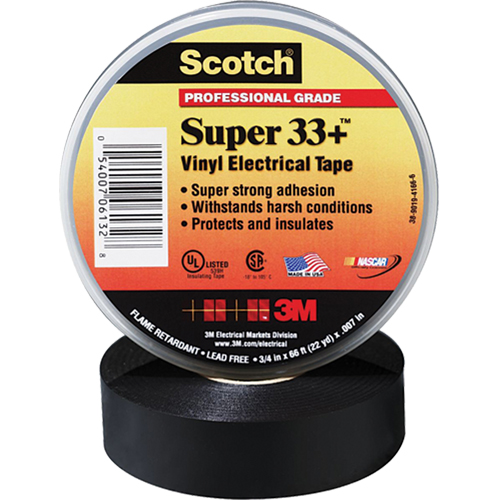 Rubans Super 33+ Scotch, 19 mm (3/4") x 20,1 m (66'), Noir, 7 mils M & M Nord Ouest Inc