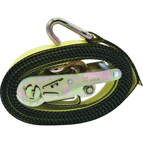 Ratchet Tie-Down, J-Hook, 2" W x 16' L, 10000 lbs. Working Load Limit M & M Nord Ouest Inc