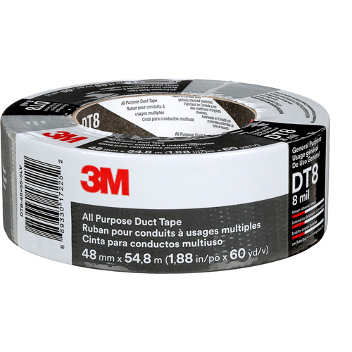 DT8 All-Purpose Duct Tape, 8 mils, Silver, 48 mm (2") x 55 m (180') M & M Nord Ouest Inc