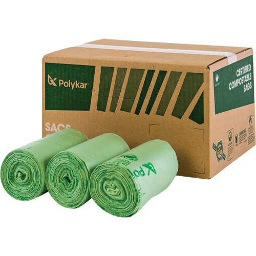 Sacs certifi&eacute;s compostables, R&eacute;gulier, 60" lo x 48" la, Transparent, Capacit&eacute; de 245 L (65 gal.) M & M Nord Ouest Inc
