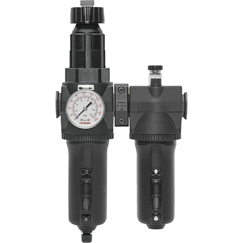 Filtre + r&eacute;gulateur + lubrificateur &agrave; drain manuel avec bol en m&eacute;tal et manom&egrave;tre Modulair 400, 1/2" NPT M & M Nord Ouest Inc