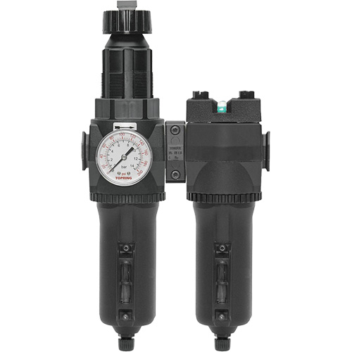 Filtre/r&eacute;gulateur + filtre coalescent drain manuel avec bol en m&eacute;tal Modulair 400, 1/4" NPT, 200 psi, Capacit&eacute; de 9,1 oz liq. M & M Nord Ouest Inc