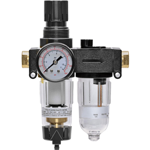 Filter/Regulator & Lubricator with Gauge Modulair 200, 1/4" NPTF M & M Nord Ouest Inc