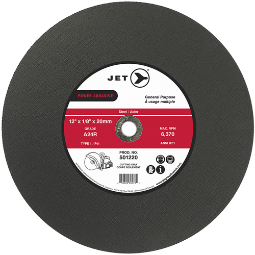 Meules &agrave; tronçonner POWER ABRASIVE, 12" x 1/8", Arbre de 20 mm, Type 1, 6370 Tr/min M & M Nord Ouest Inc