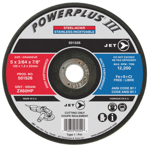 Meule &agrave; tronçonner POWERPLUS, 4-1/2" x 3/64", Arbre de 7/8", Type 1, 13 300 Tr/min M & M Nord Ouest Inc