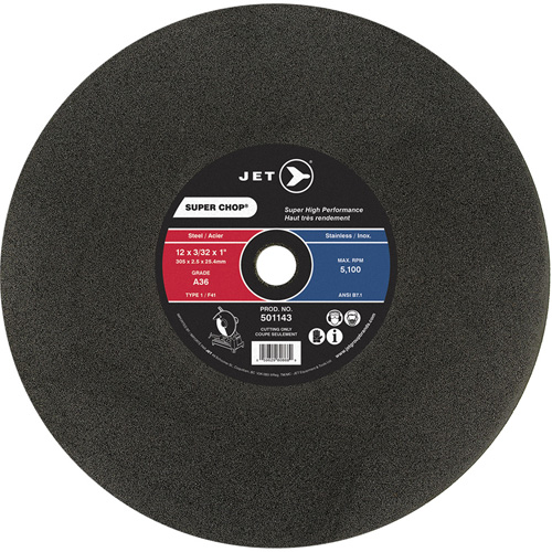 Meule &agrave; tronçonner Super Chop, 14" x 3/32", Arbre de 1", Type 1/F41, Oxyde d'aluminium, 4400 Tr/min M & M Nord Ouest Inc