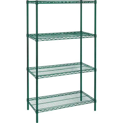 Heavy-Duty Green Epoxy Finish Wire Shelving, 4 Tiers, 36" W x 63" H x 24" D M & M Nord Ouest Inc