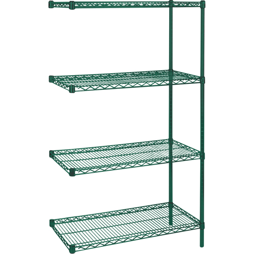 Heavy-Duty Green Epoxy Finish Wire Shelving, Add-On Kit, 4 Tiers, 36" W x 63" H x 24" D M & M Nord Ouest Inc