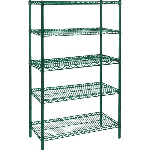 &eacute;tag&egrave;res robustes en treillis m&eacute;tallique au fini &eacute;poxy vert, 5 Tablettes, 36" la x 74" h x 18" p M & M Nord Ouest Inc
