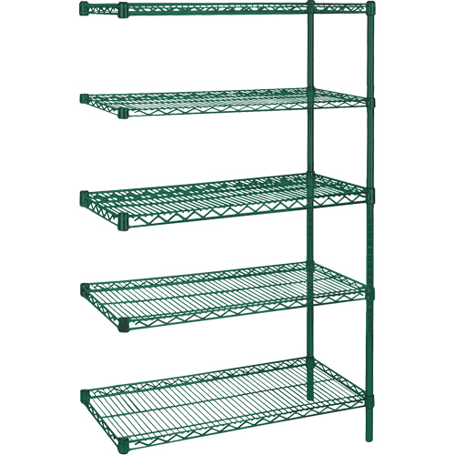 &eacute;tag&egrave;res robustes en treillis m&eacute;tallique au fini &eacute;poxy vert, Ensemble de Ajout, 5 Tablettes, 36" la x 74" h x 24" p M & M Nord Ouest Inc