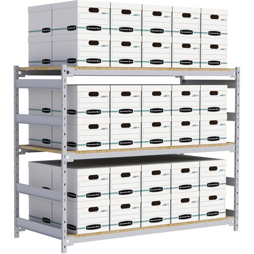 Wide Span Record Storage Shelving, Steel, 3 Shelves, 72" W x 32" D x 60" H M & M Nord Ouest Inc