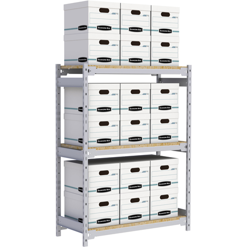 Wide Span Record Storage Shelving, Steel, 3 Shelves, 42" W x 18" D x 60" H M & M Nord Ouest Inc