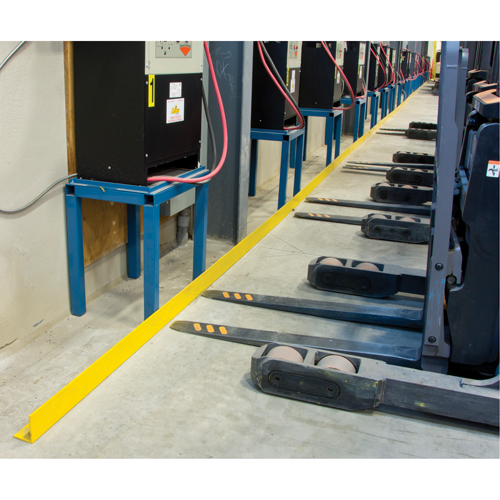 Rails protecteurs arr&ecirc;ts de charge avec ancrage au sol, Acier, 48" lo x 5" h, Jaune M & M Nord Ouest Inc