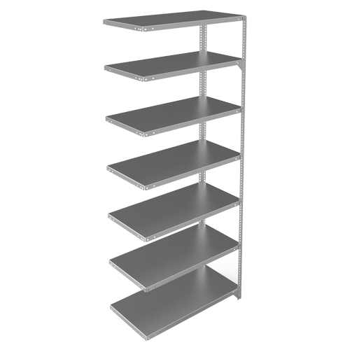 Shelving Unit, Galvanized Steel, Slotted Angle, 400 lbs. Capacity, 36" W x 84" H x 18" D M & M Nord Ouest Inc