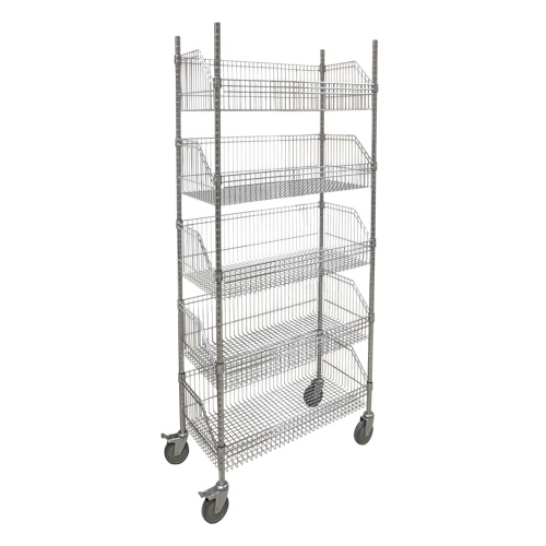 Chariot &agrave; tablette avec panier en treillis, Tiers 5, 48" la x 80" h x 24" p M & M Nord Ouest Inc
