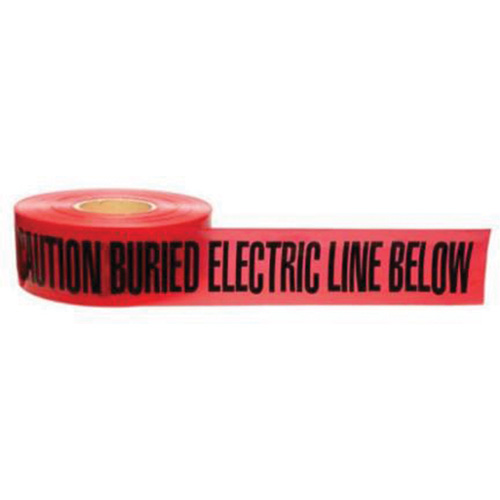 "Buried Electric Line" Identoline&reg; Underground Warning Tape, 3" W x 1000' L, Black on Red M & M Nord Ouest Inc
